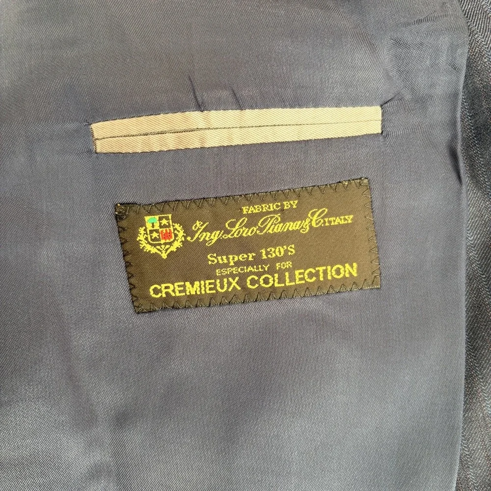 Loro Piana x Cremieux Sport Coat Blazer Navy Check 100% Wool Super 130s Men 52R